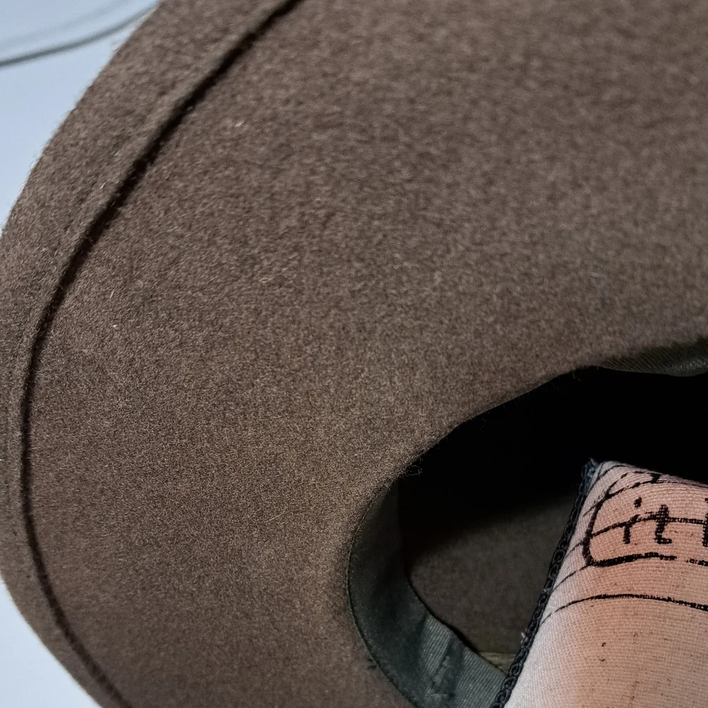 Vintage Brown Wool Wide-Brim Hat - Picture 4 of 9